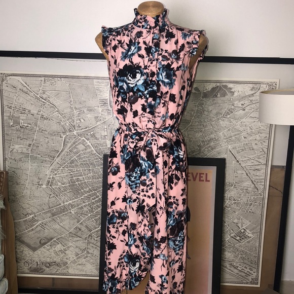 ERDEM SEBLA Floral Pink and Blue Sleeveless Dress Size 6 - Picture 2 of 16
